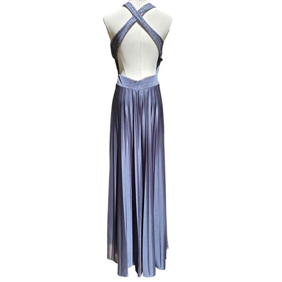 Caché Vtg Y2K Fairy Grunge Rhinestone Babydoll Cross Back Maxi Dress 4 Dark Gray - Picture 5 of 10